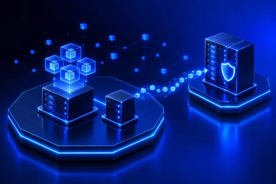 Virtualisierter Server mit lokaler Sicherung und getrennter Kopie im Rechenzentrum